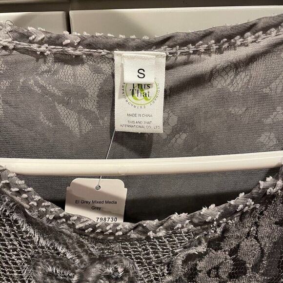 NEW This & That Women's Size S Sheer Lace Mixed Media Blouse Whimsigoth Top NWT - Picture 2 of 8